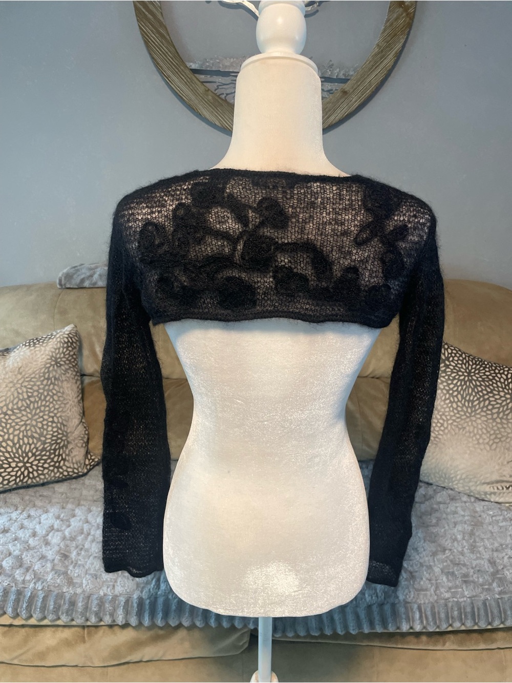 Vintage Tahari mohair floral pattern shrug